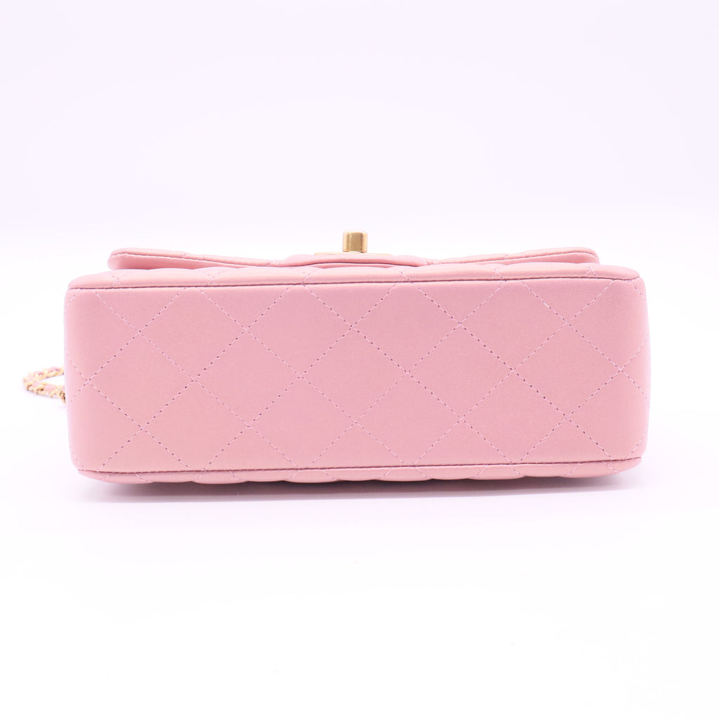 Mini Flap Quilted Metal Top Handle Quilted Lambskin Small Twins