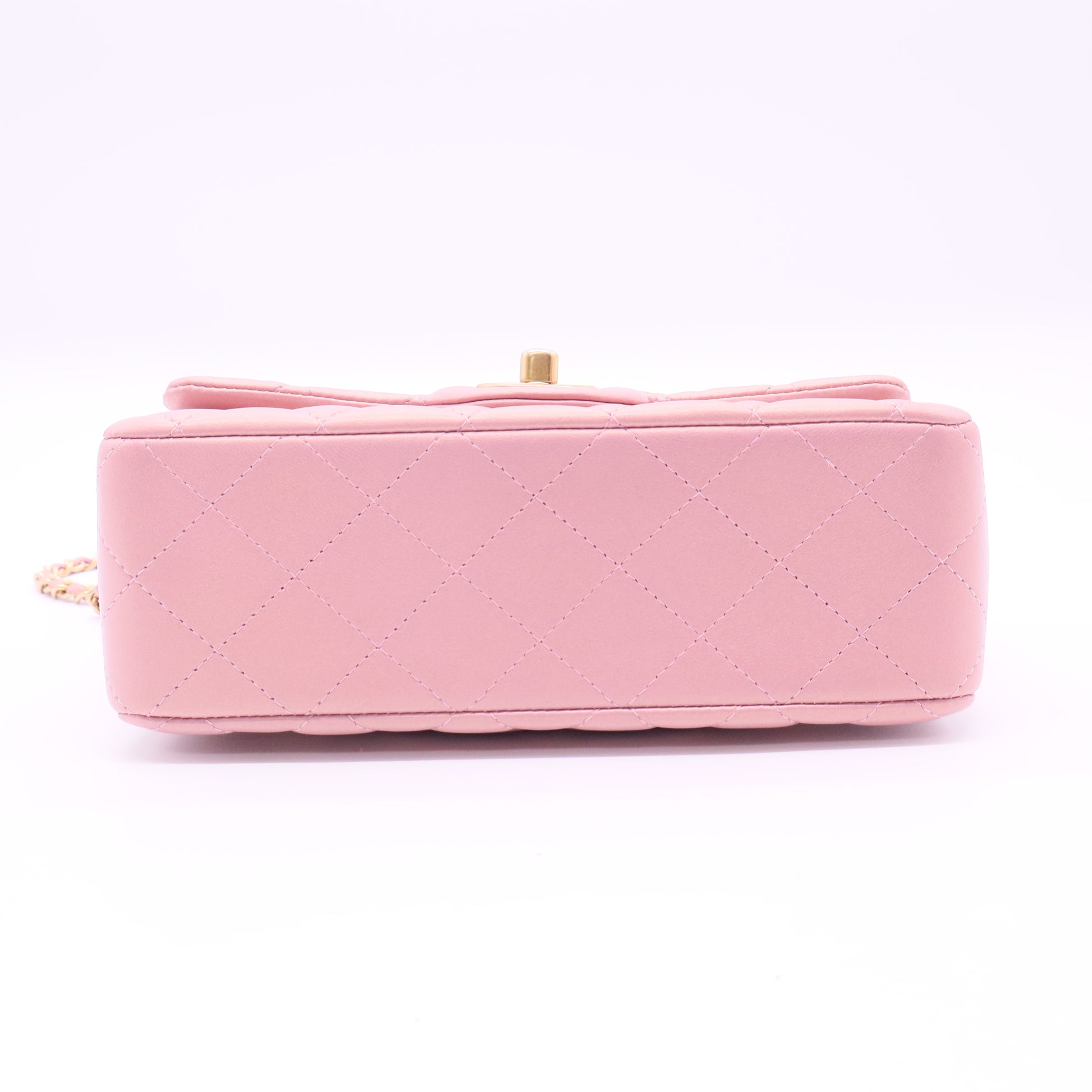 Mini Flap Quilted Metal Top Handle Quilted Lambskin Small Twins
