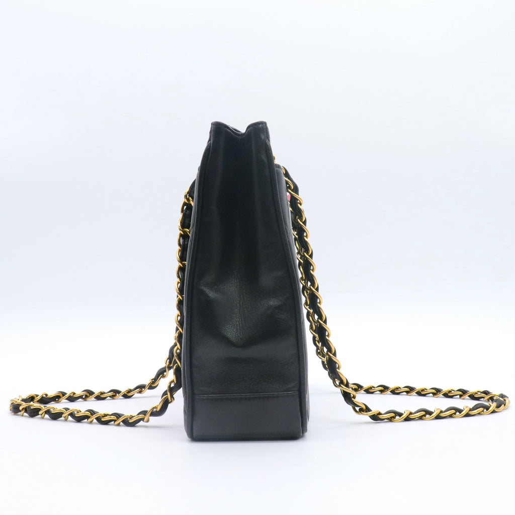 Lambskin Quilted CC Shoulder Bag Black twins