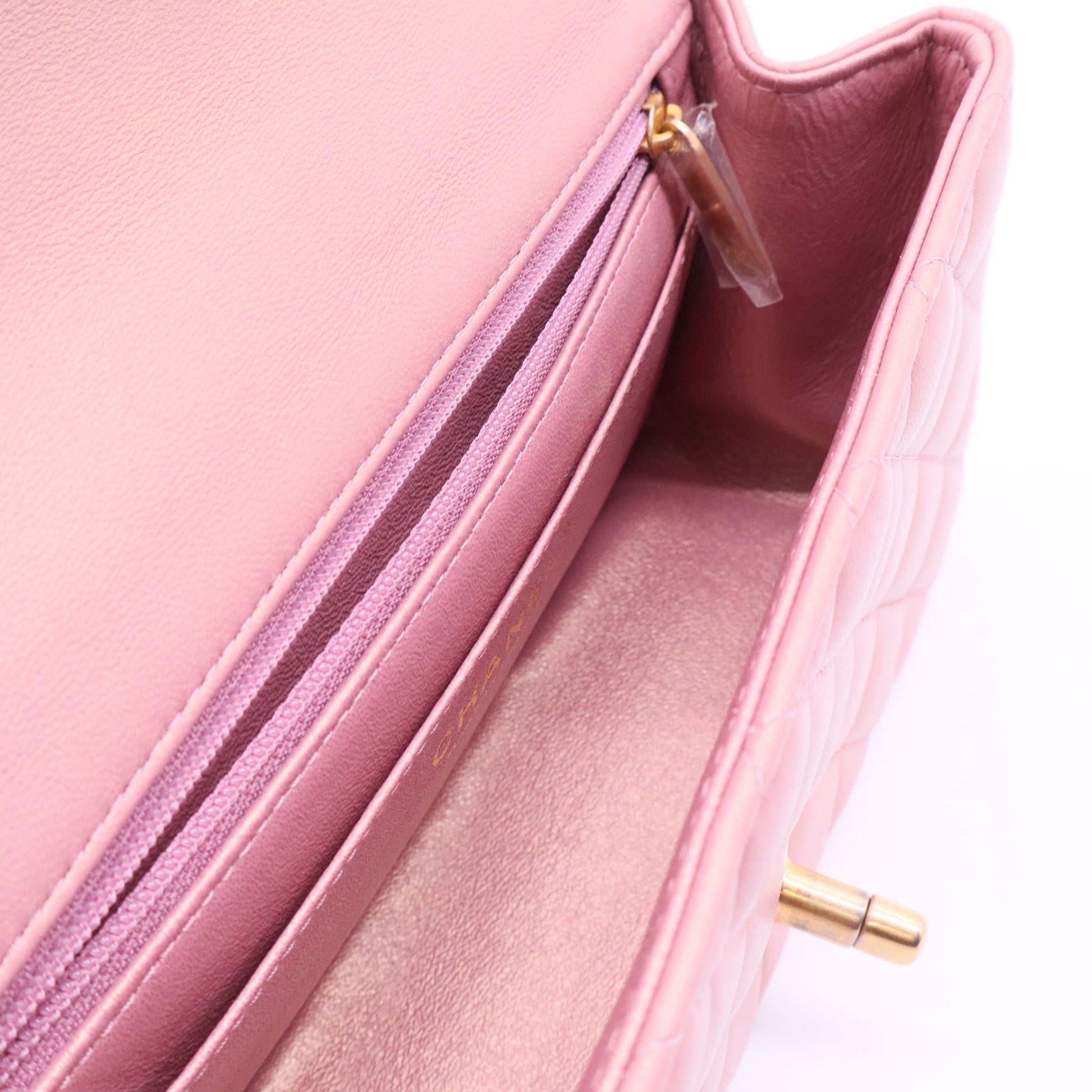 Mini Flap Quilted Metal Top Handle Quilted Lambskin Small Twins