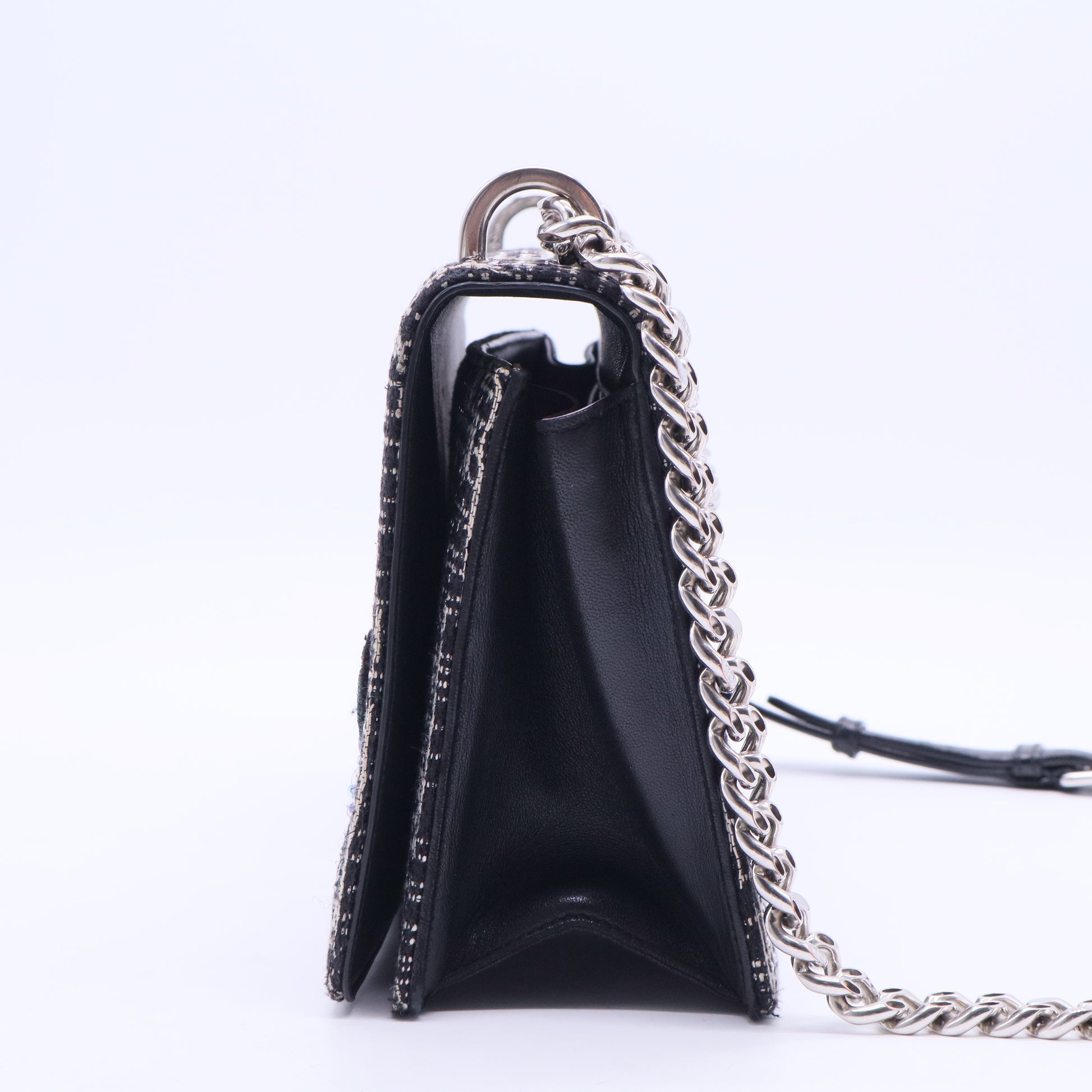 Christian Dior Black/White Tweed Embellished Diorama Medium Flap Bag B20220 twins