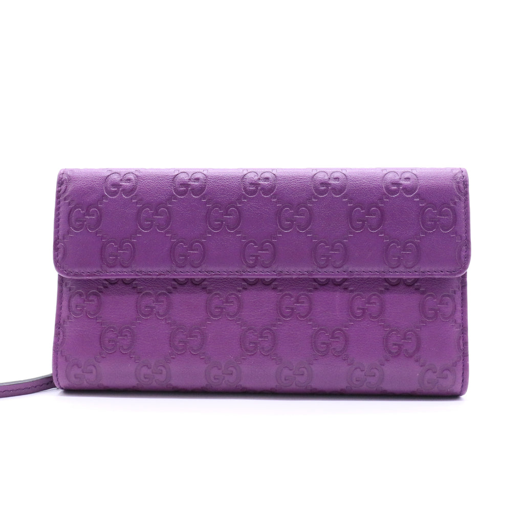 Purple Signature Leather Flap Wallet