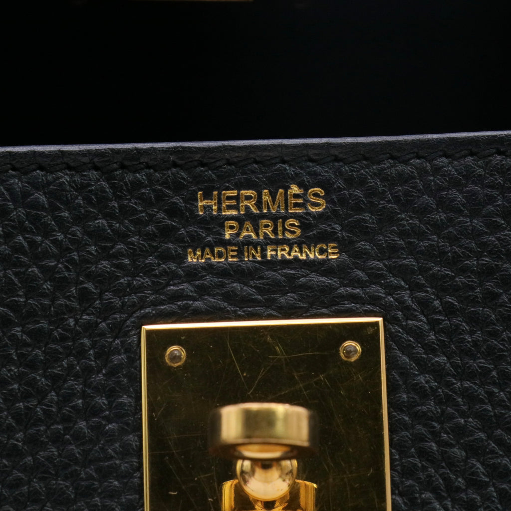 Bolsa Hermes Kelly 32 em couro Togo preto twins