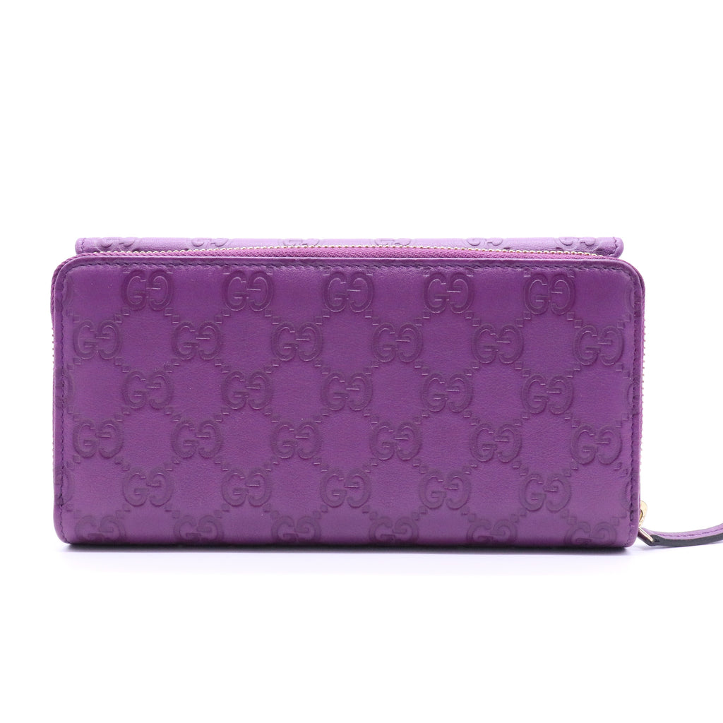 Purple Signature Leather Flap Wallet