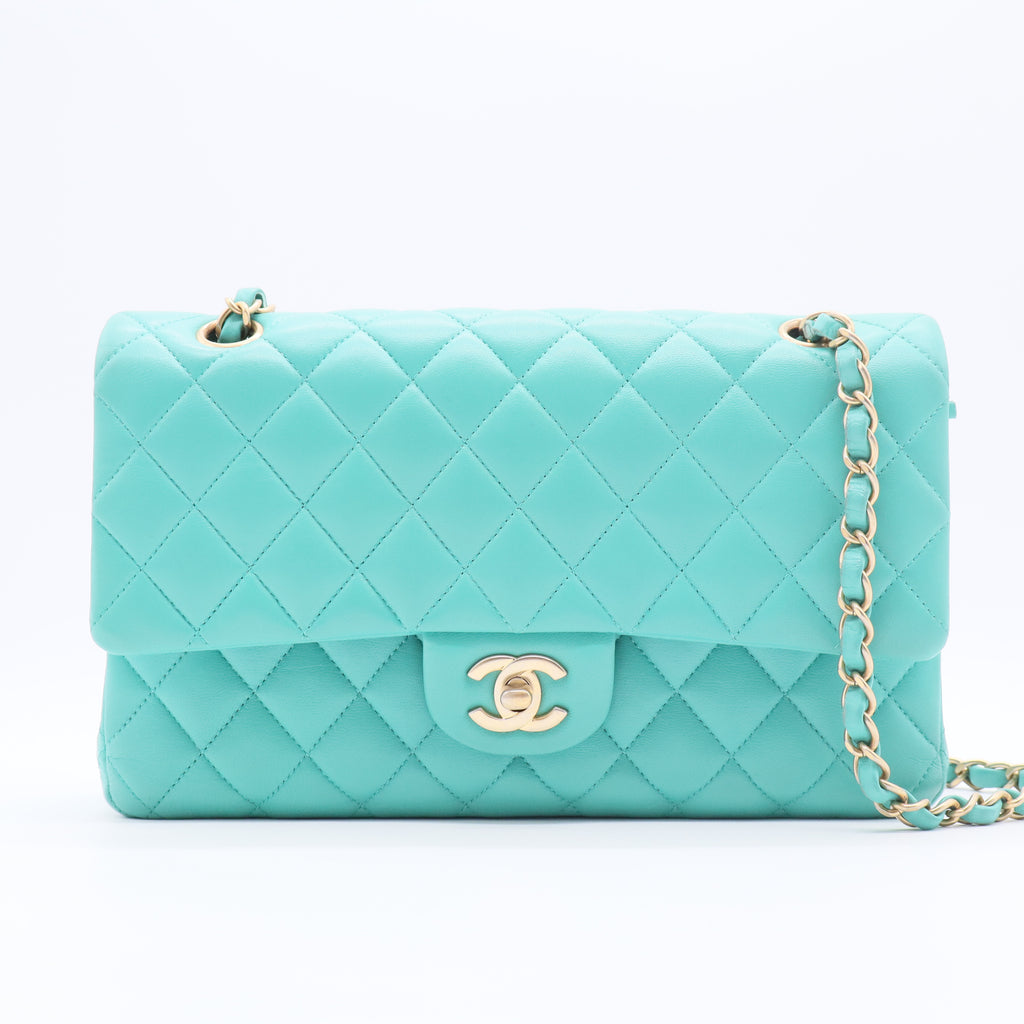 Caviar Quilted Jumbo Double Flap Turquoise