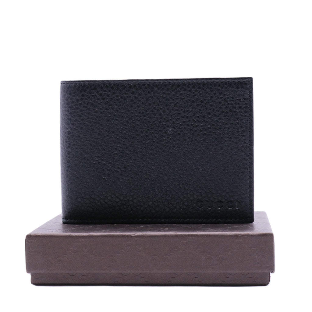 Bi-fold wallet with Gucci logo in black leather