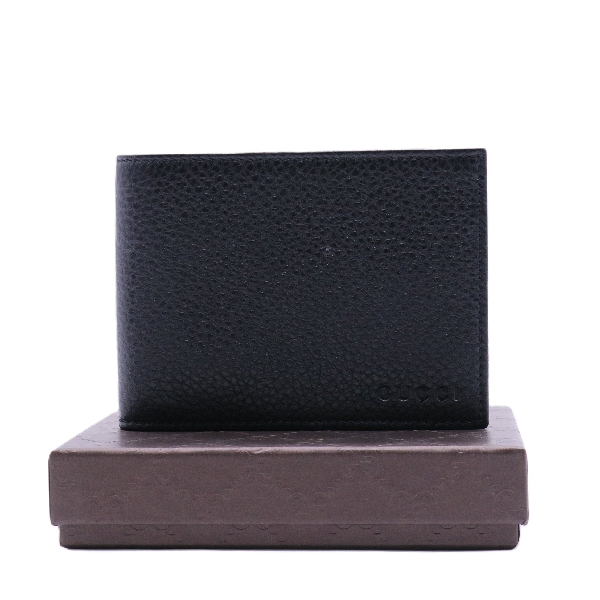 Bi-fold wallet with Gucci logo in black leather