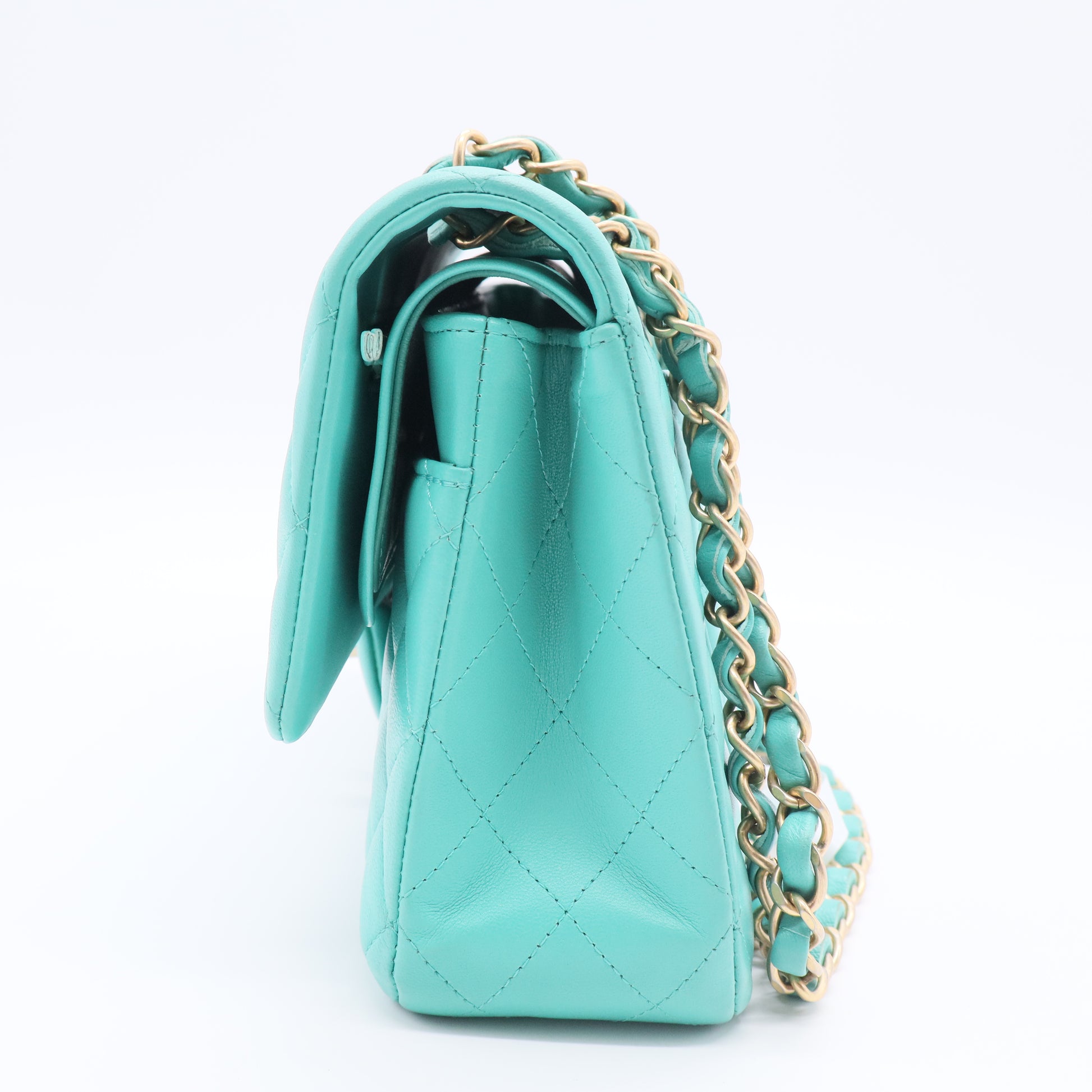 Caviar Quilted Jumbo Double Flap Turquoise