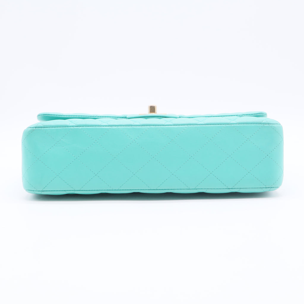 Caviar Quilted Jumbo Double Flap Turquoise