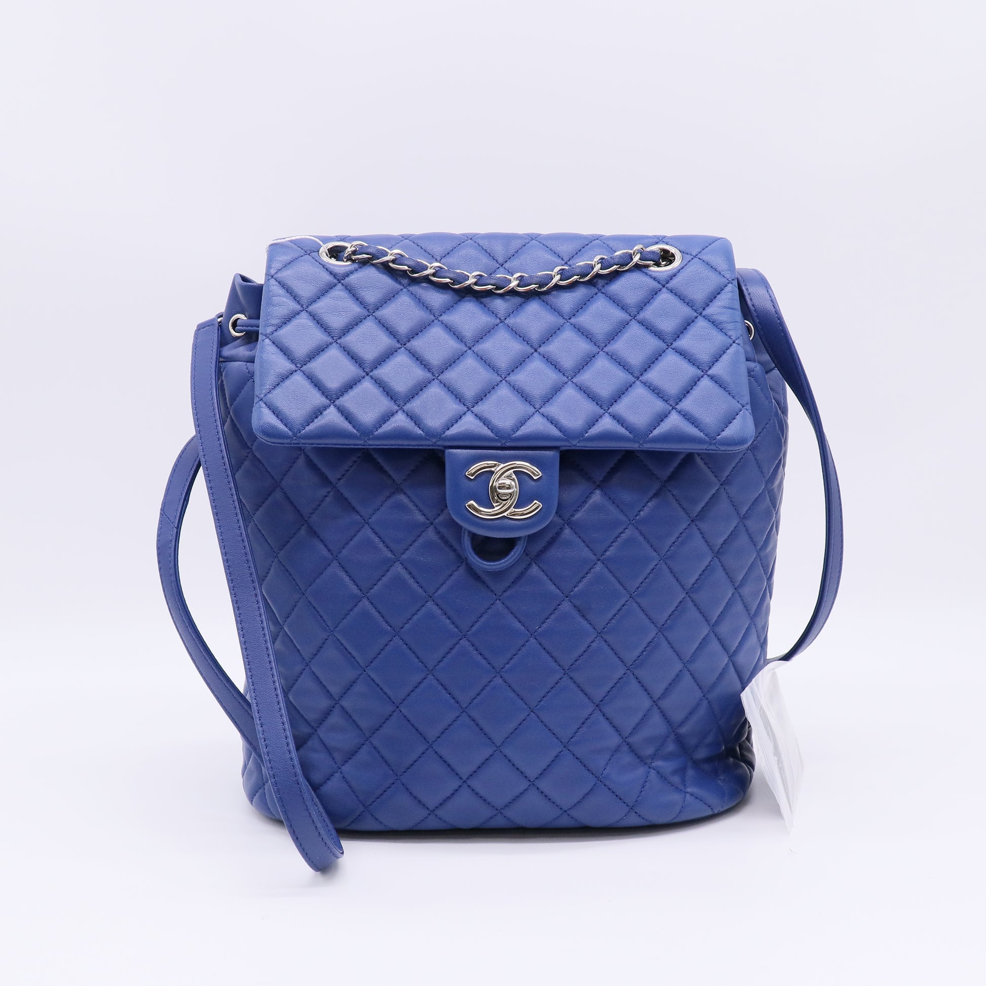 Chanel Blue Quilted Lambskin Leather Large Urban Spirit Backpack Bag twins LDZ373