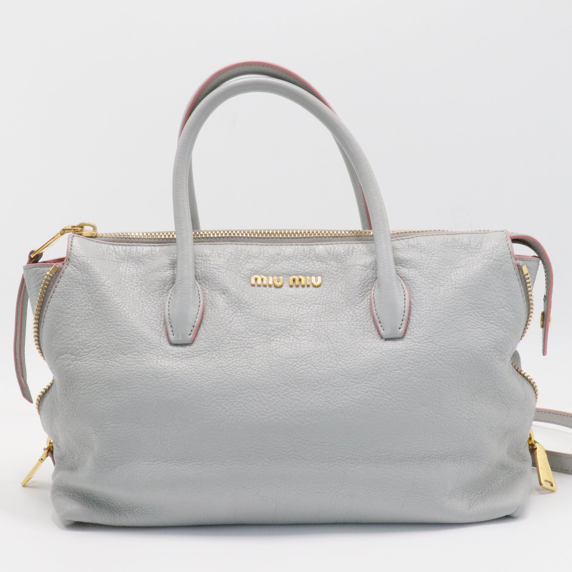 Convertible Madras Side Zip Satchel Grainy Leather