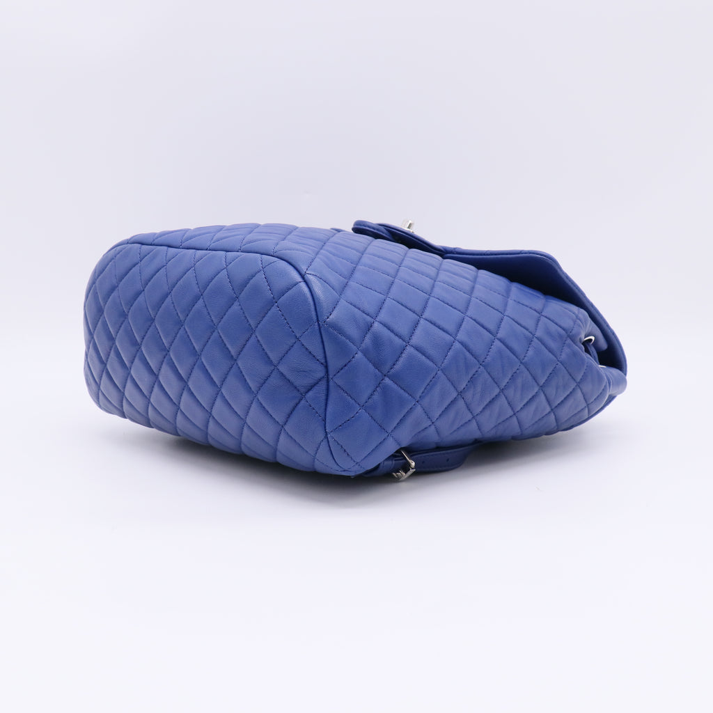 Chanel Blue Quilted Lambskin Leather Large Urban Spirit Backpack Bag twins LDZ373