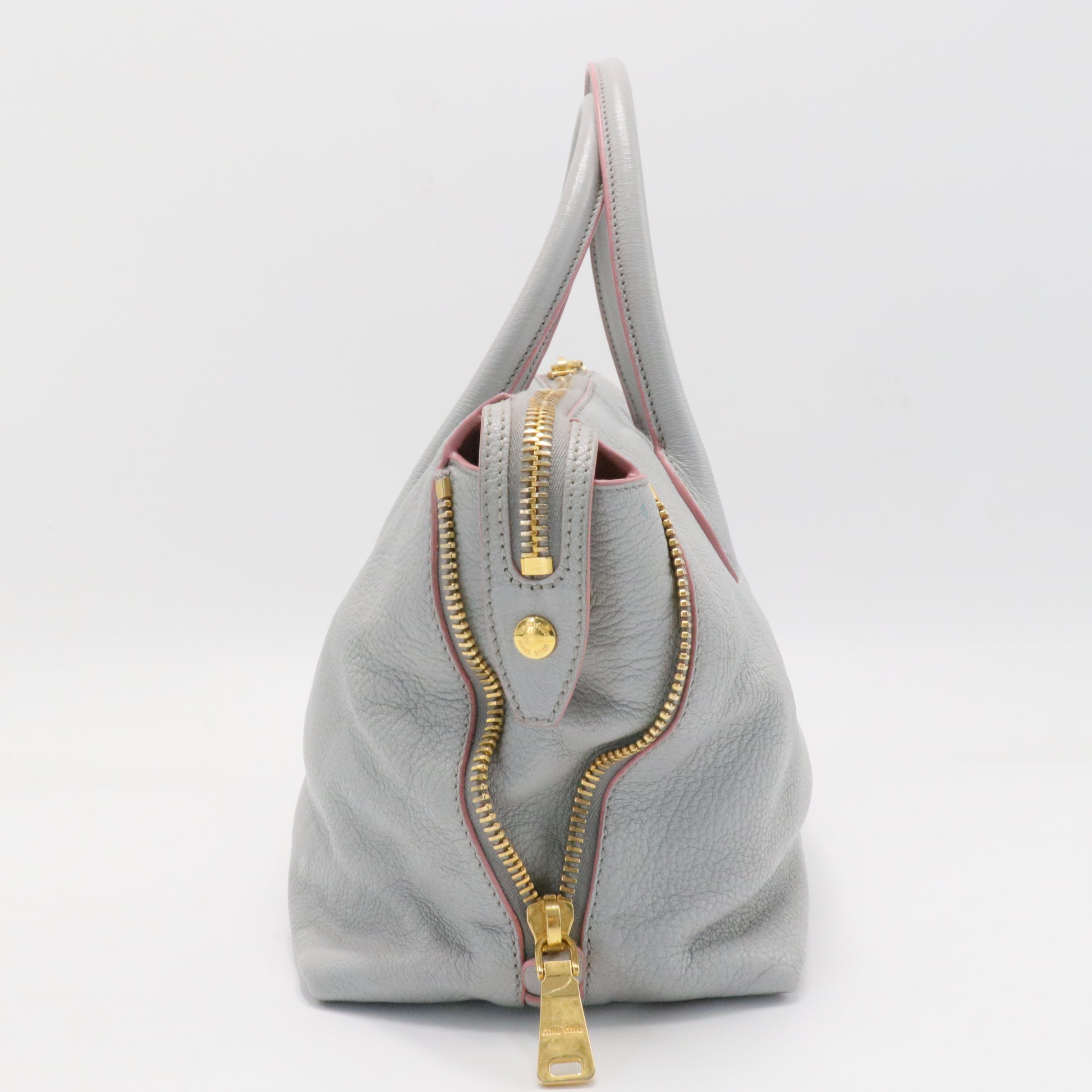 Convertible Madras Side Zip Satchel Grainy Leather