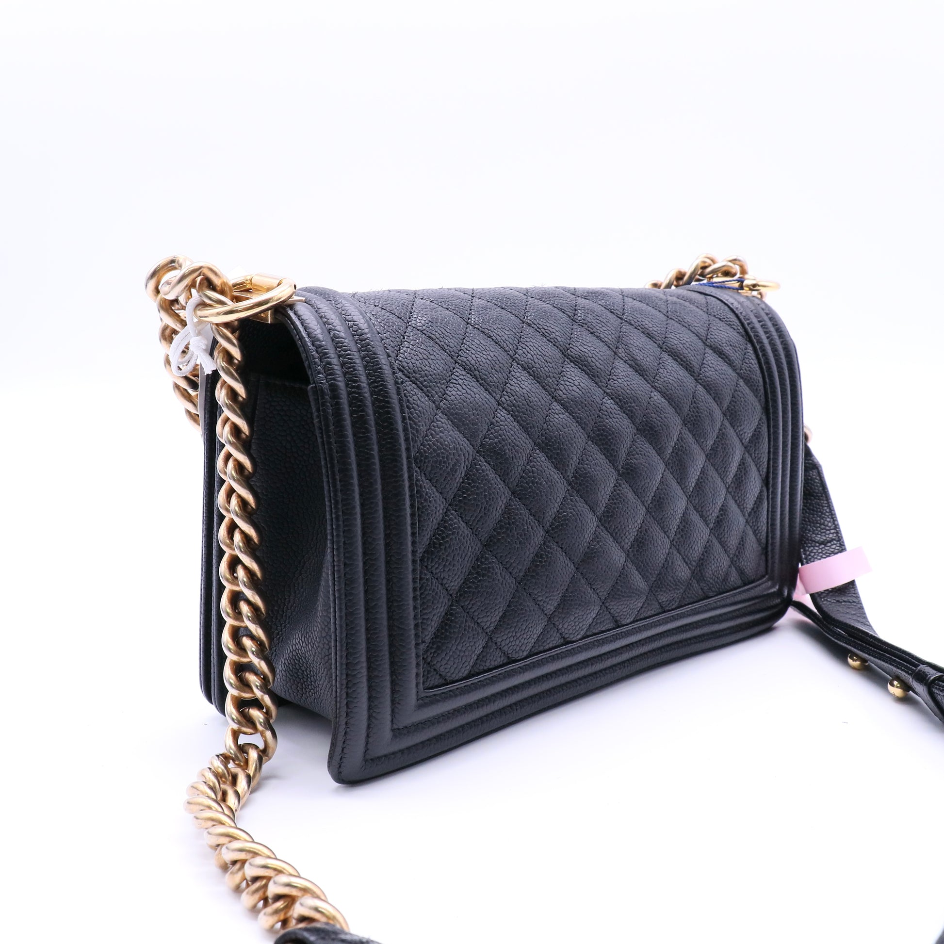 Boy Flap Bag Black Caviar Metal Gold Twins LDJ4083