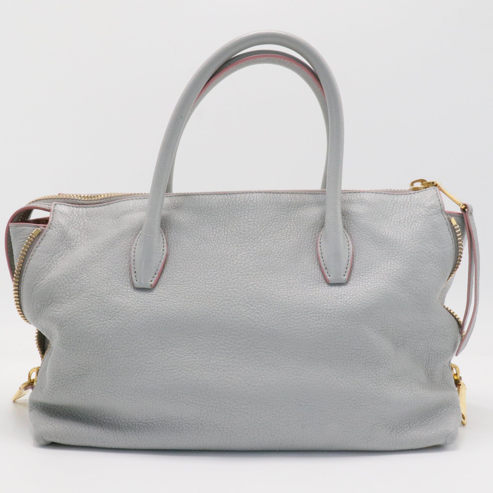 Convertible Madras Side Zip Satchel Grainy Leather