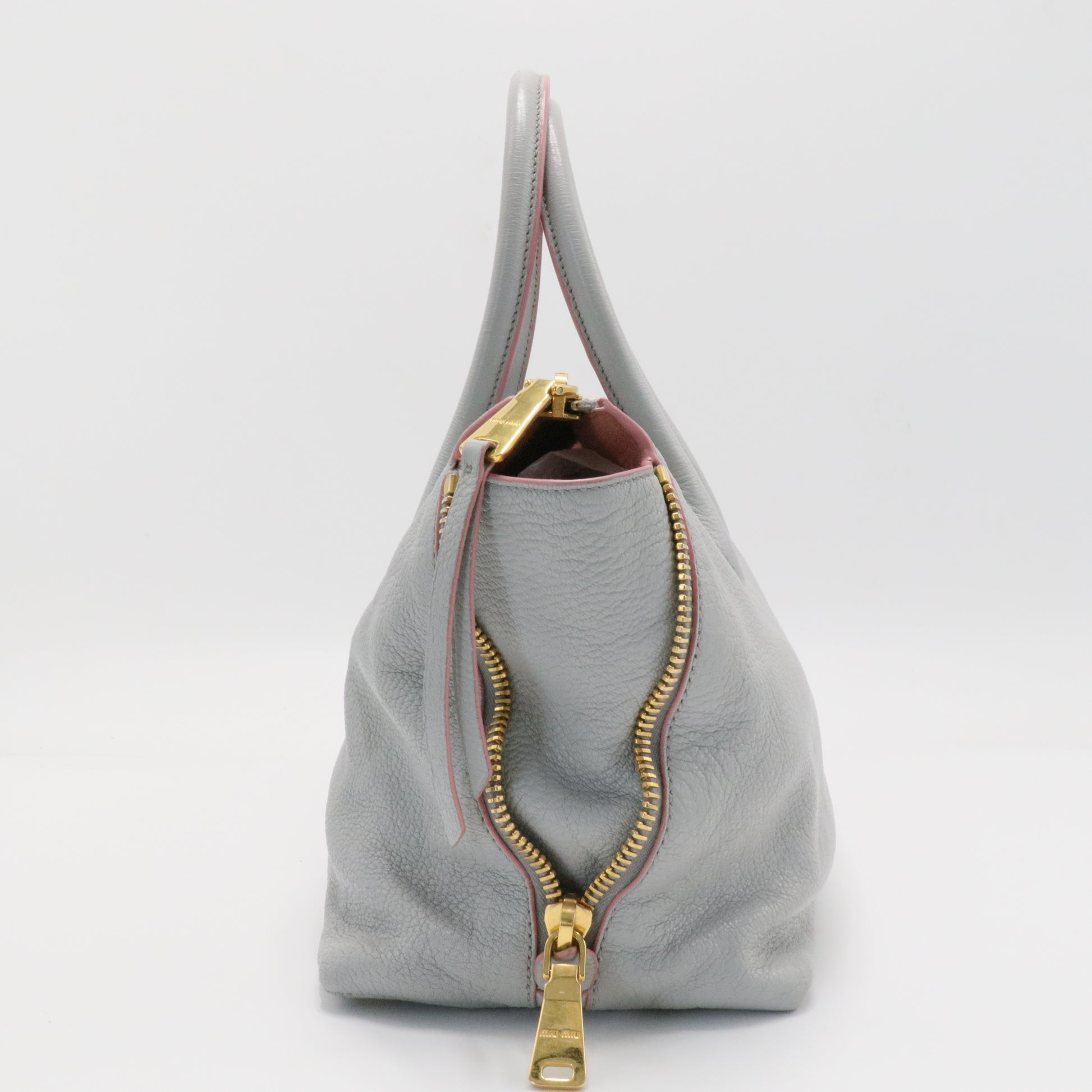 Convertible Madras Side Zip Satchel Grainy Leather