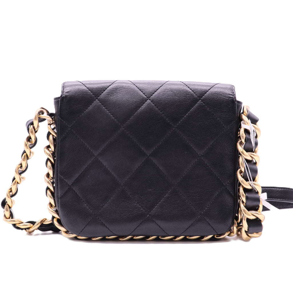 Chanel Framing Chain Flap Bag Quilted Calfskin Small Twins
