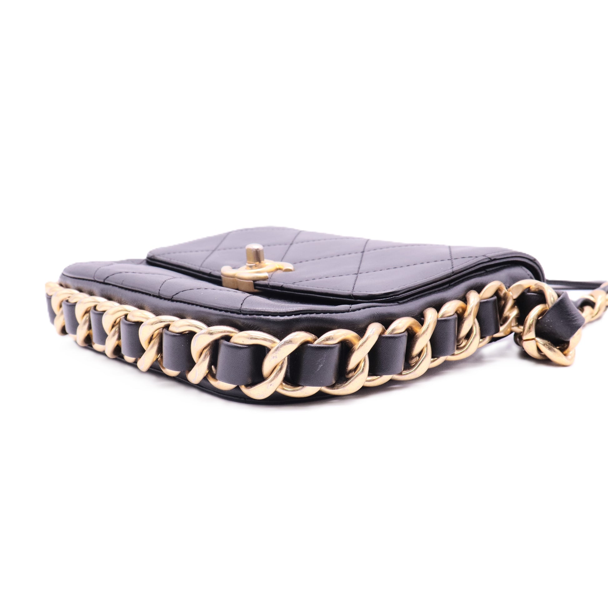 Chanel Framing Chain Flap Bag Quilted Calfskin Small Twins