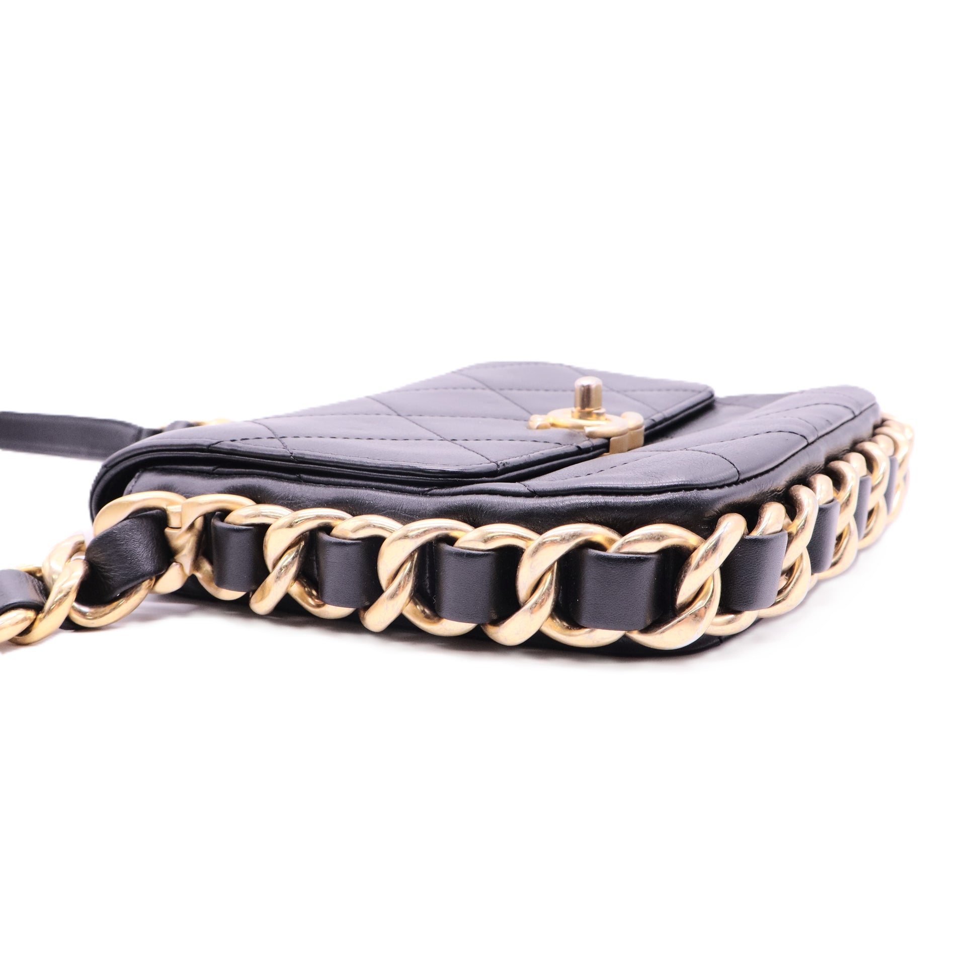 Chanel Framing Chain Flap Bag Quilted Calfskin Small Twins