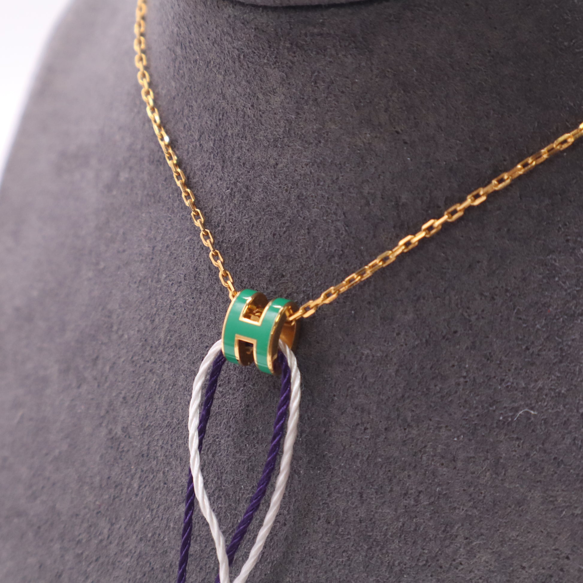 Hermes Pop H Mini Green Lacquer Yellow Gold Plated twins LDZ413