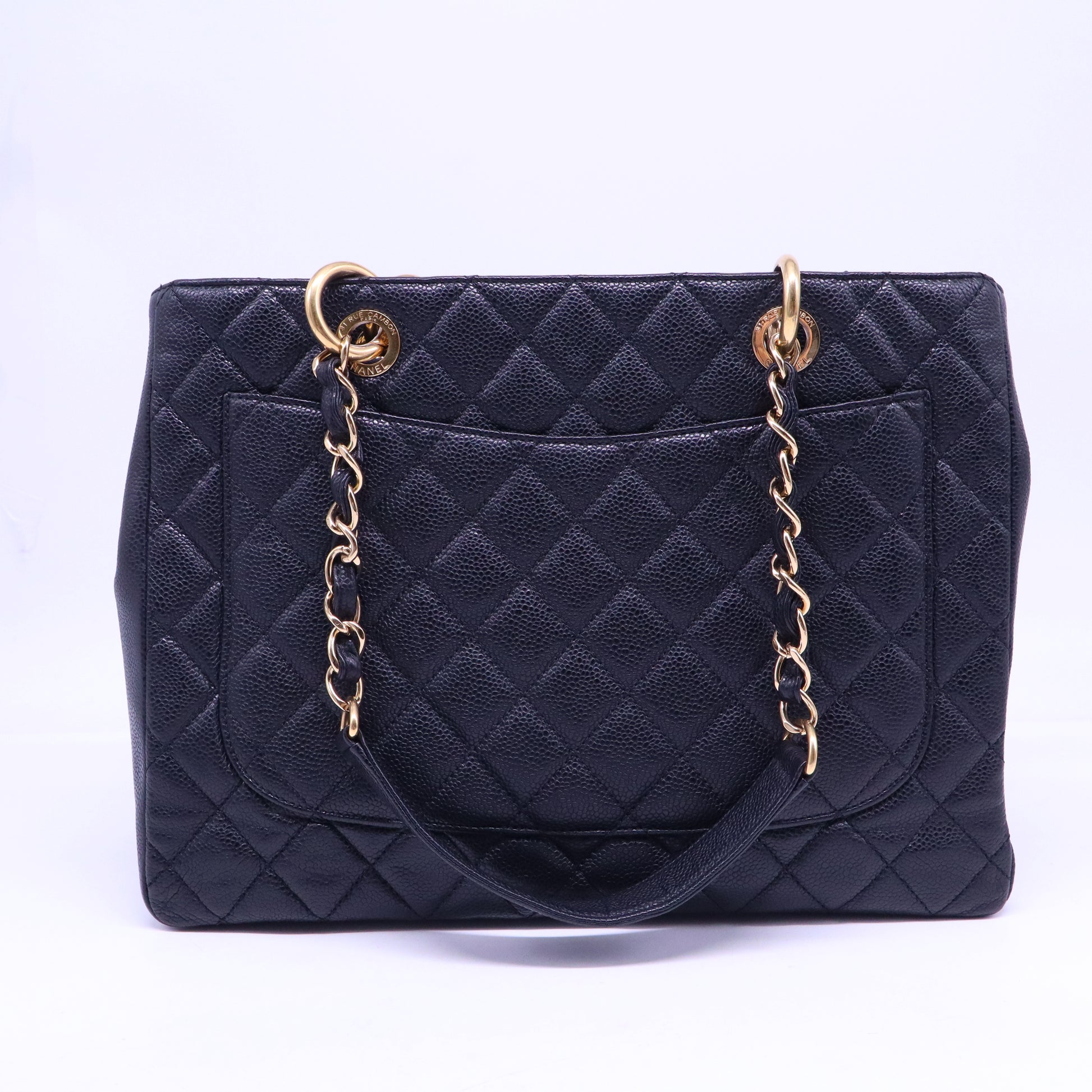 Grand Shopping Tote Quilted Caviar B20861