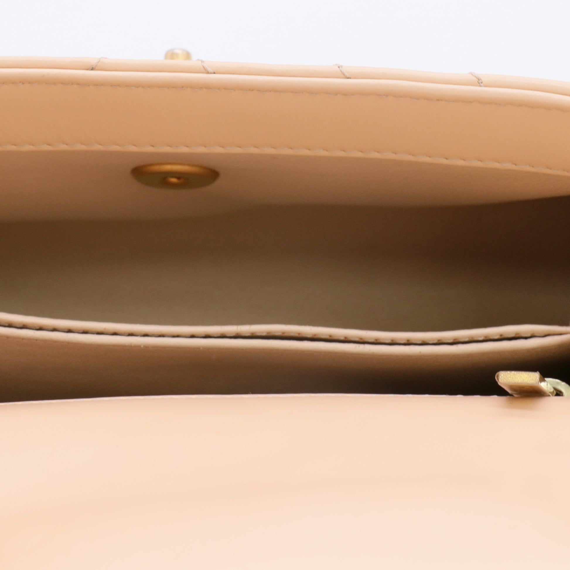 Calfskin Lizard Chevron Quilted Mini Coco Handle Flap Beige twins