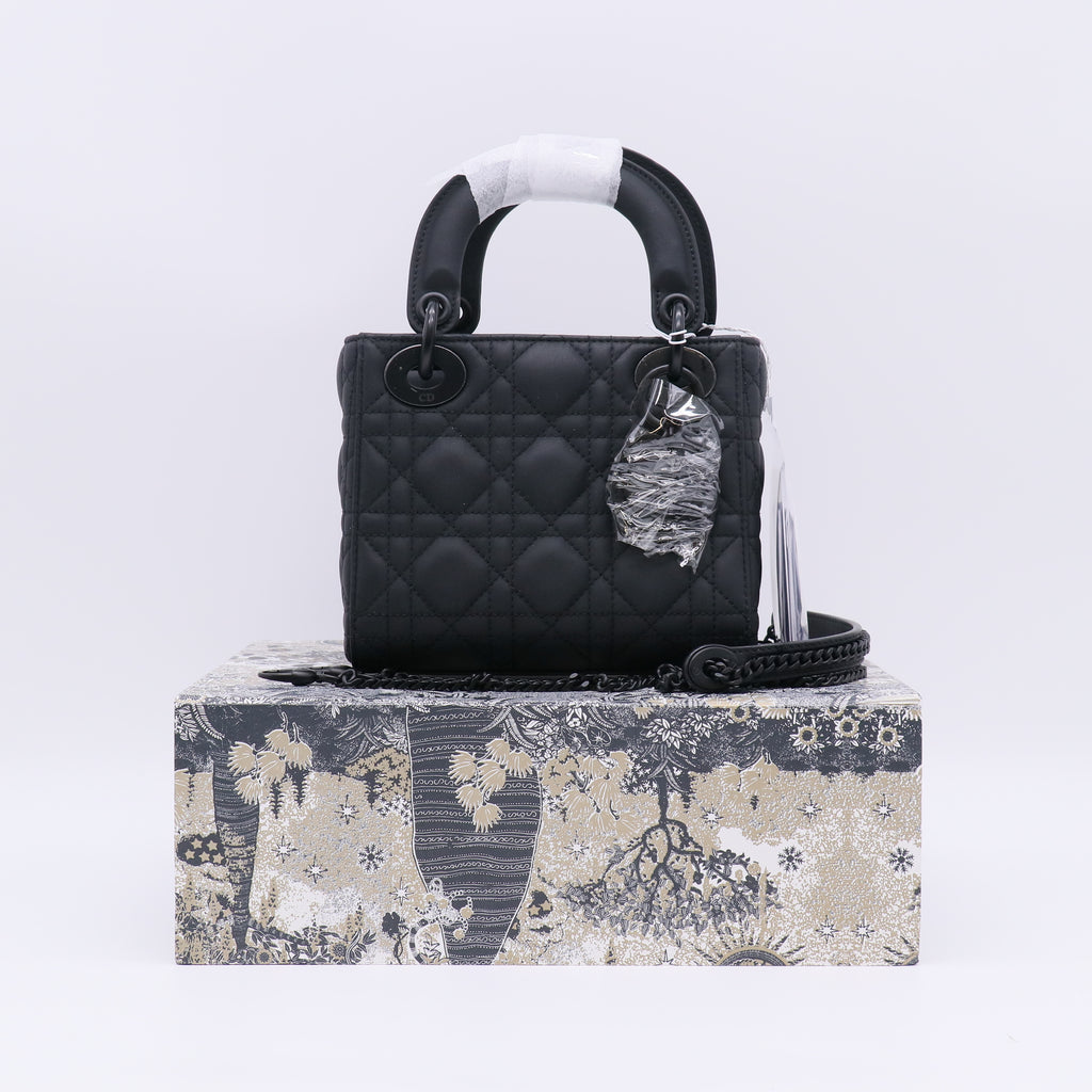 Christian Dior Ultra Matte Calfskin Cannage Mini Lady Dior Black twins LDZ395