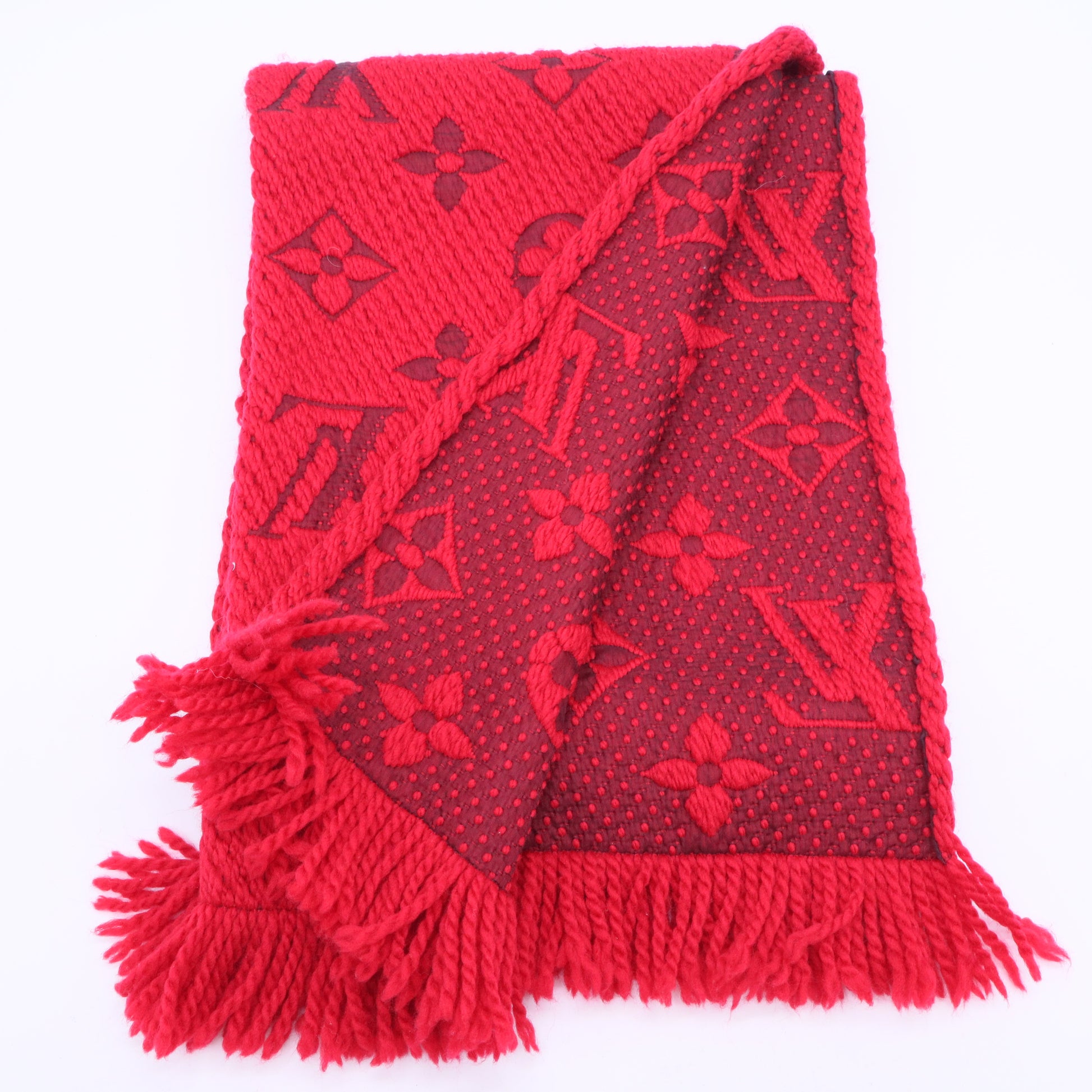 Louis Vuitton Reversible Red Monogram Wool & Silk