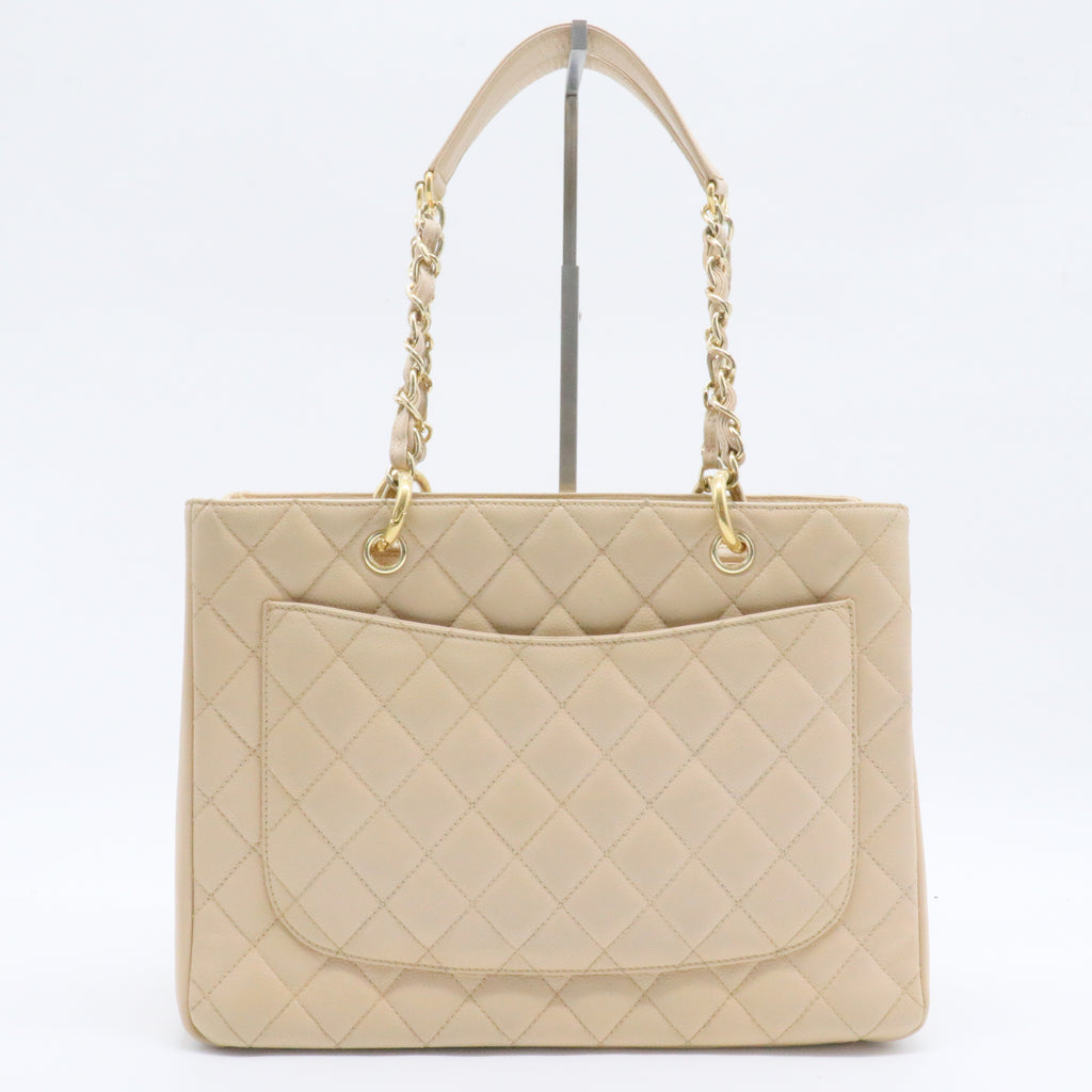 Caviar Quilted Grand Shopping Tote GST Beige Clair