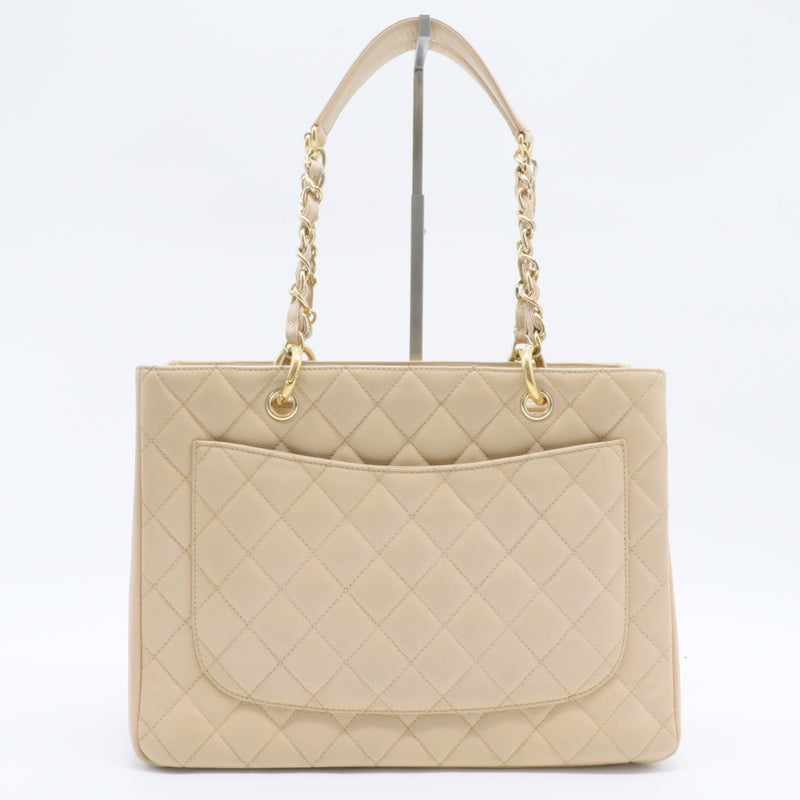 Caviar Quilted Grand Shopping Tote GST Beige Clair