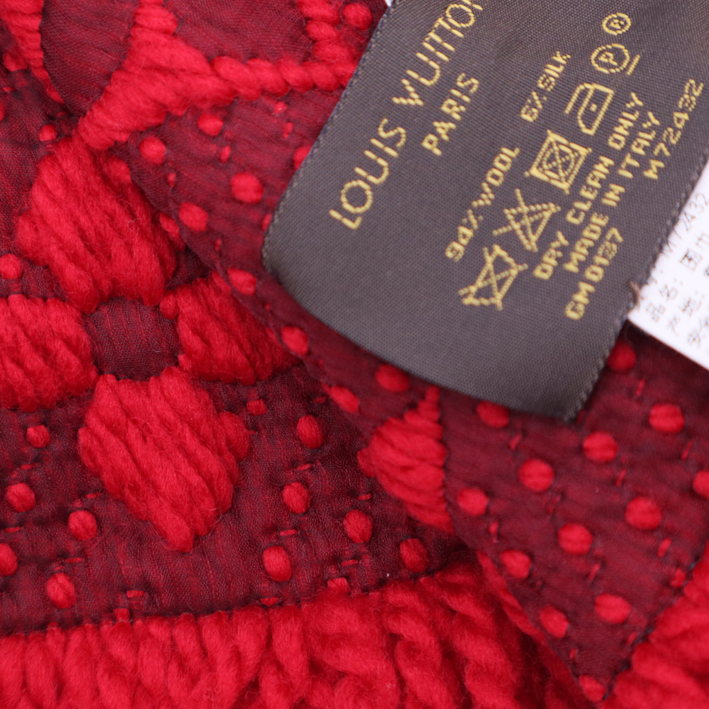 Louis Vuitton Reversible Red Monogram Wool & Silk LDM-1834
