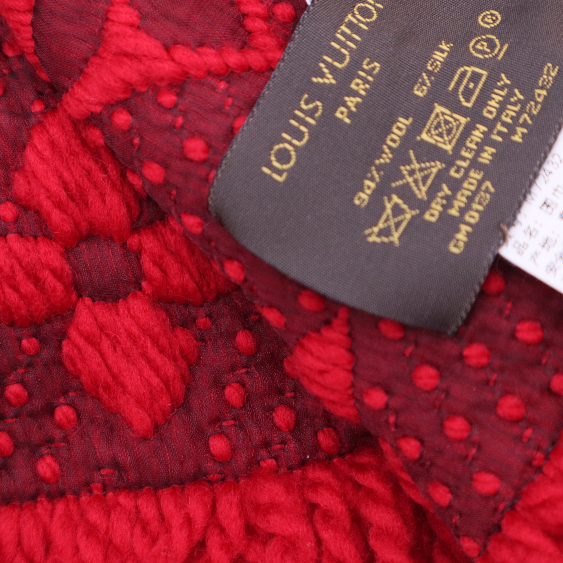 Louis Vuitton Reversible Red Monogram Wool & Silk LDM-1834