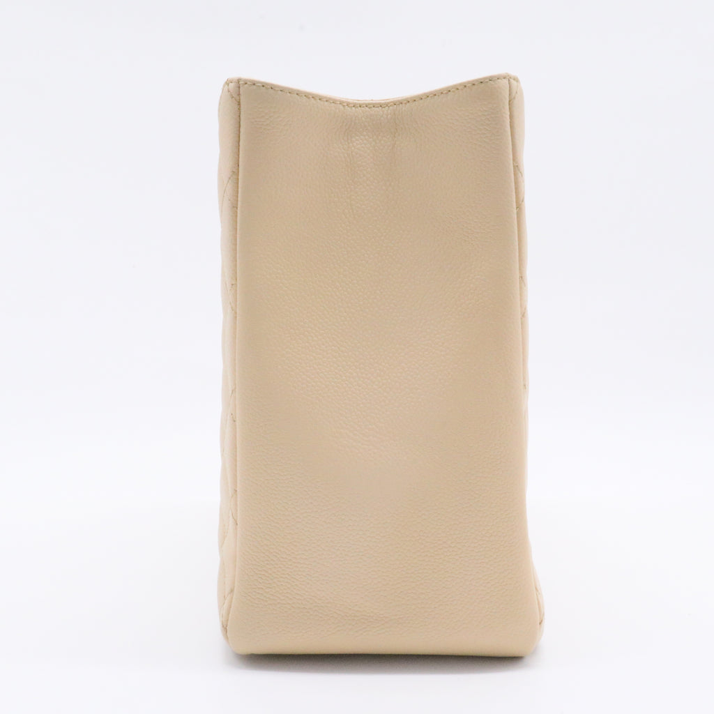 Caviar Quilted Grand Shopping Tote GST Beige Clair