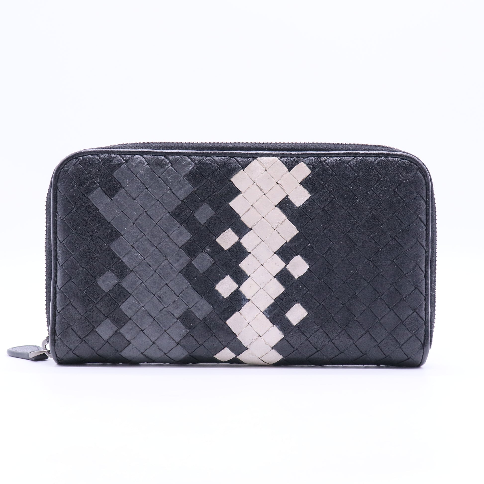 Tricolor Intrecciato Woven Leather Zip Wallet