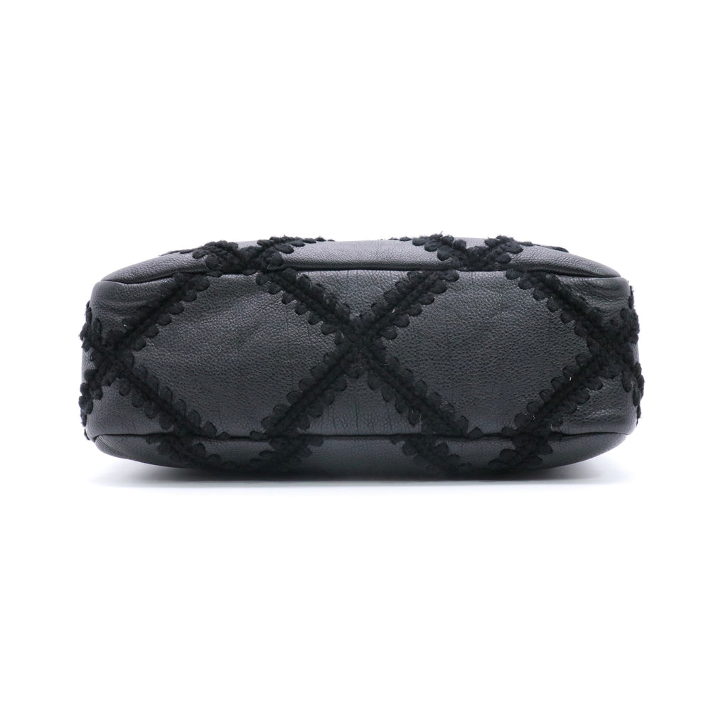 Calfskin Crochet Large Chanel 19 Flap Black twins