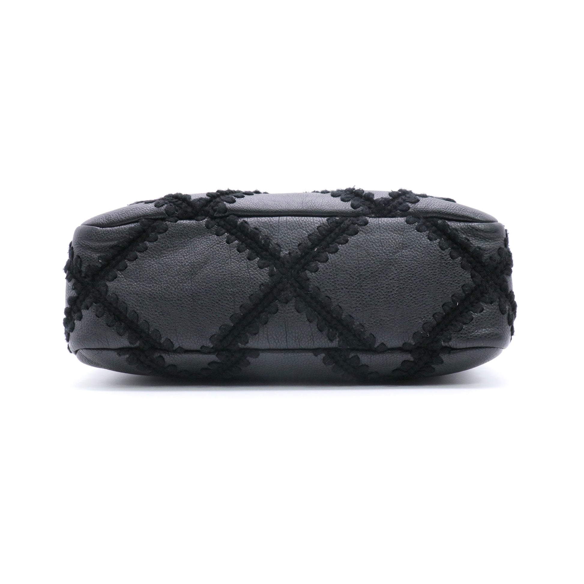 Calfskin Crochet Large Chanel 19 Flap Black twins