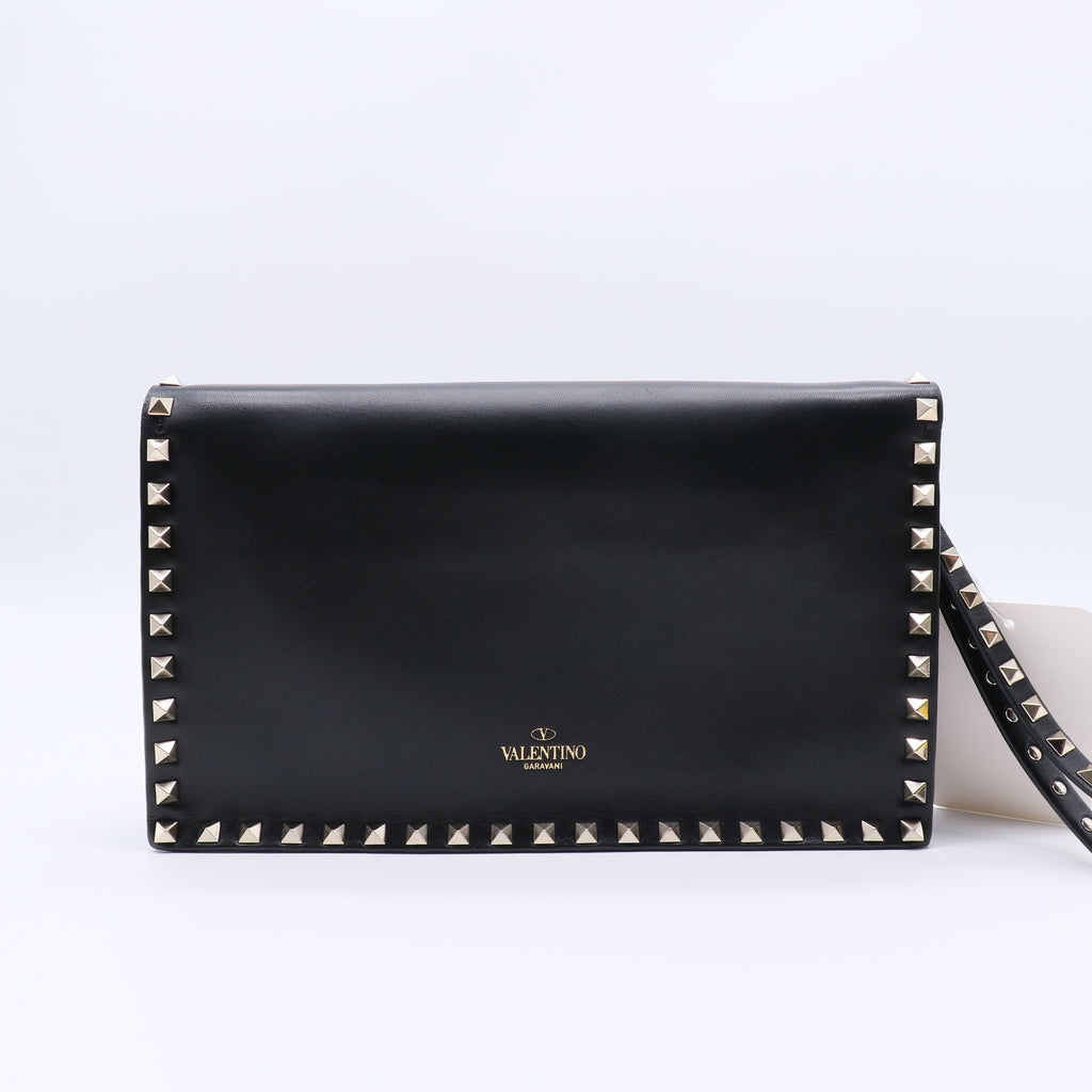 Valentino Garavani Nappa Rockstud Wristlet Clutch Black twins W21455