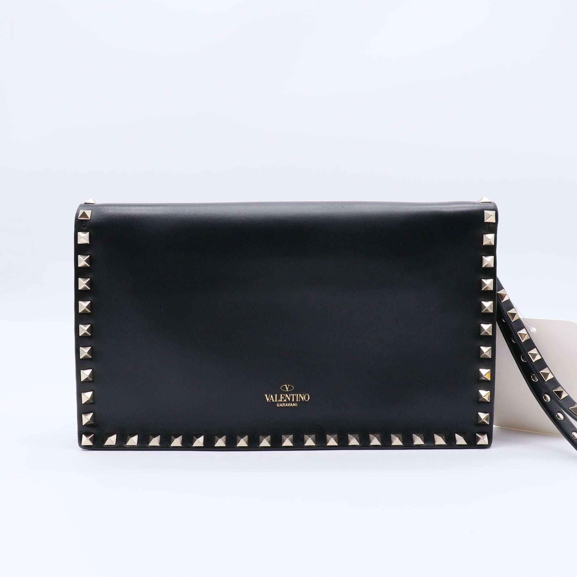Valentino Garavani Nappa Rockstud Wristlet Clutch Black twins W21455
