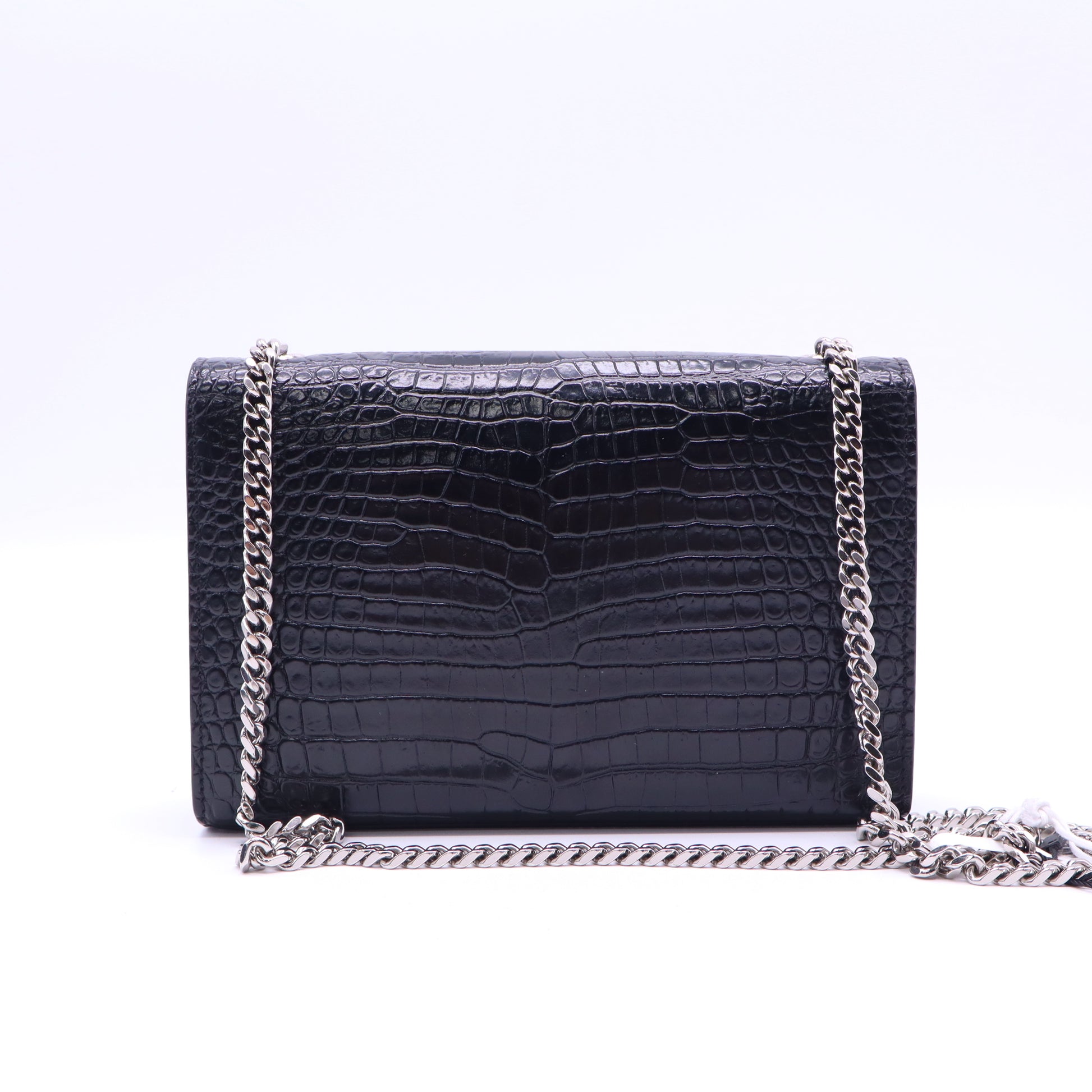 Classic Monogram Tassel Chain Wallet Crocodile Embossed Leather Twins LDJ4086