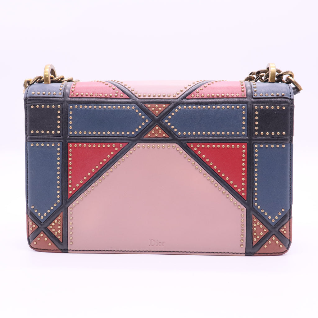 Diorama Flap Bag Studded Leather Medium Twins