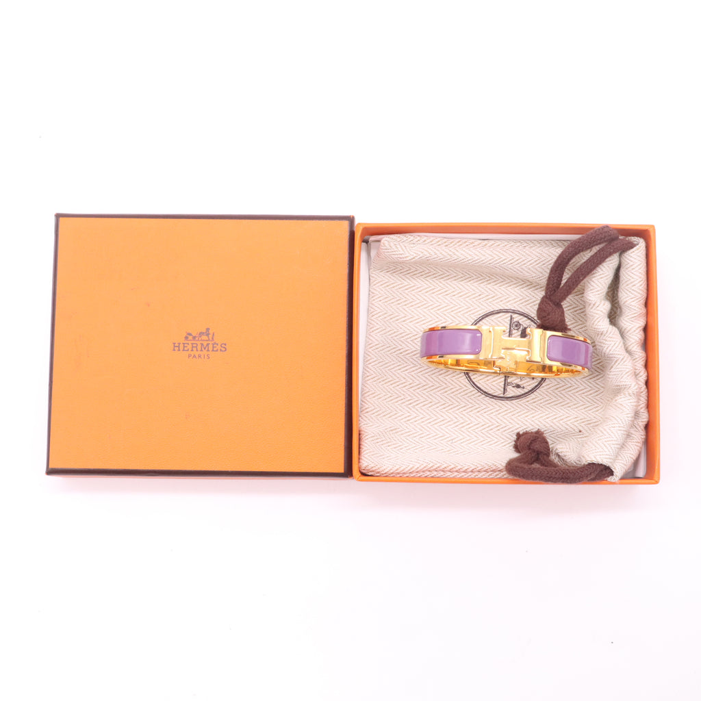 Hermes Enamel Narrow Clic Clac H Bracelet PM Rose Cendre twins LDZ409