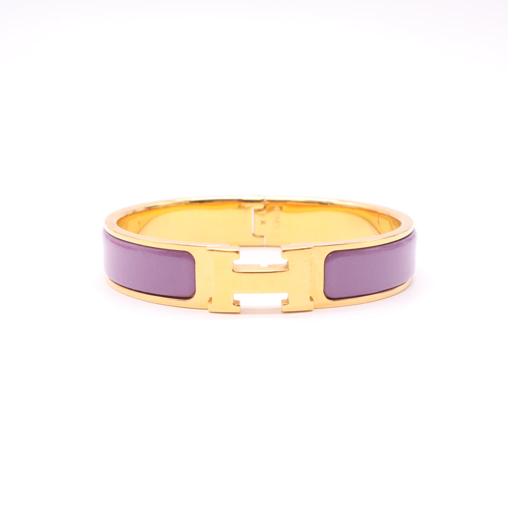 Hermes Enamel Narrow Clic Clac H Bracelet PM Rose Cendre twins LDZ409