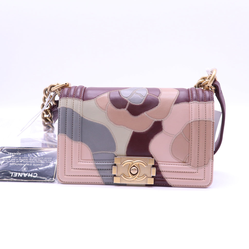 Boy Flap Bag Camellia Lambskin and Suede Patchwork Small Twins LDJ4097
