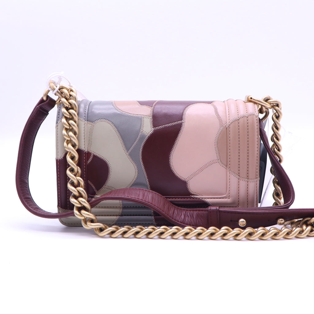 Boy Flap Bag Camellia Lambskin and Suede Patchwork Small Twins LDJ4097