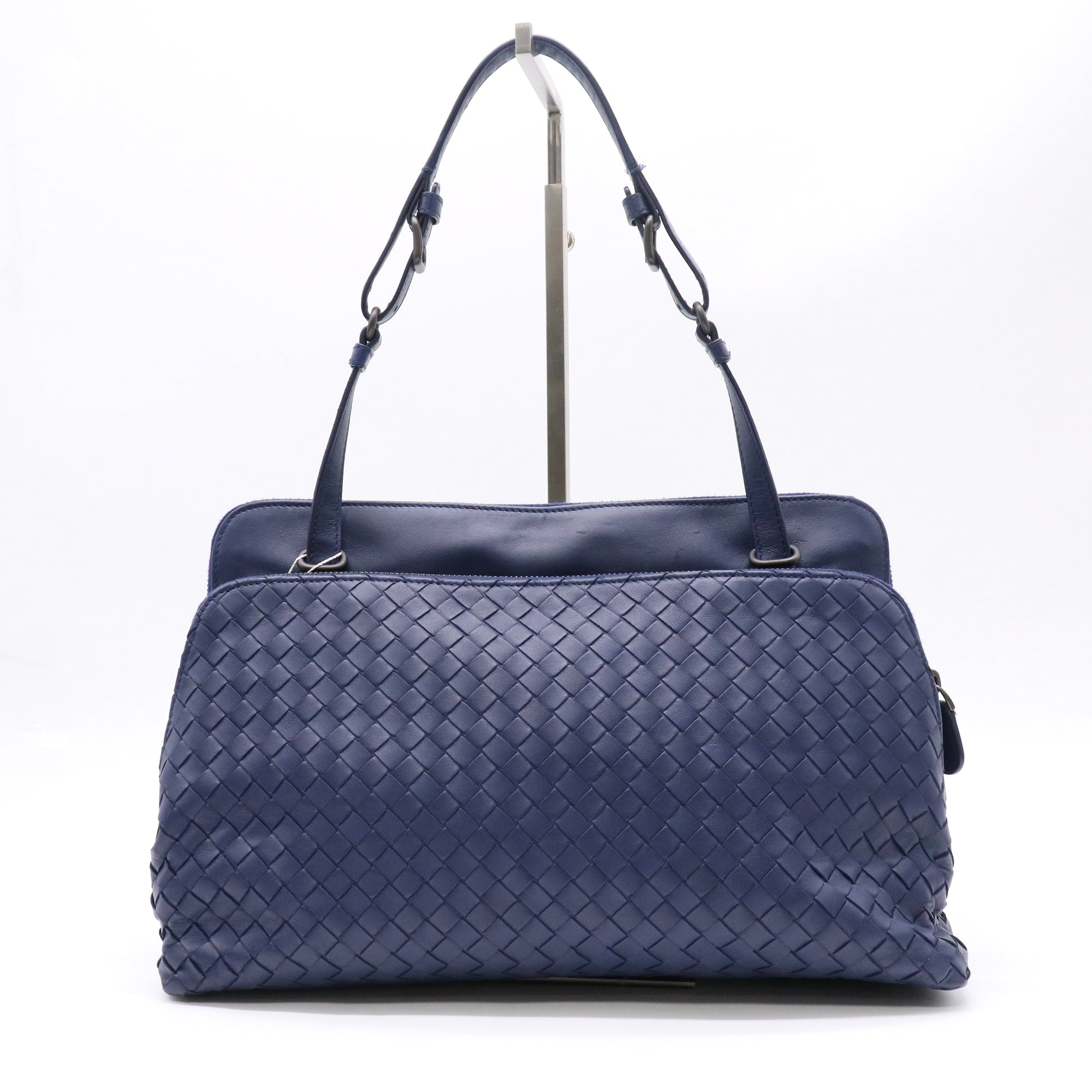 Bottega Veneta Shoulder Bag Calfskin Intrecciato Dark Blue twins LDJ5604