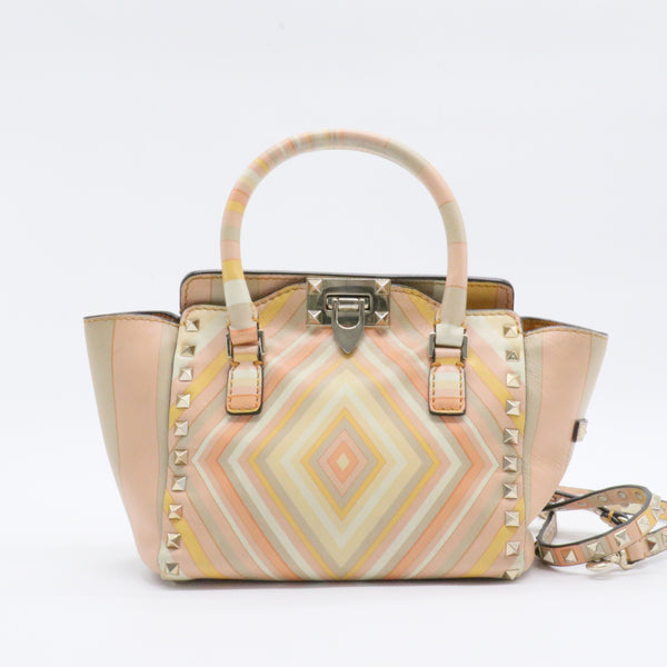 Rockstud 1975 Tote Striped Leather Small