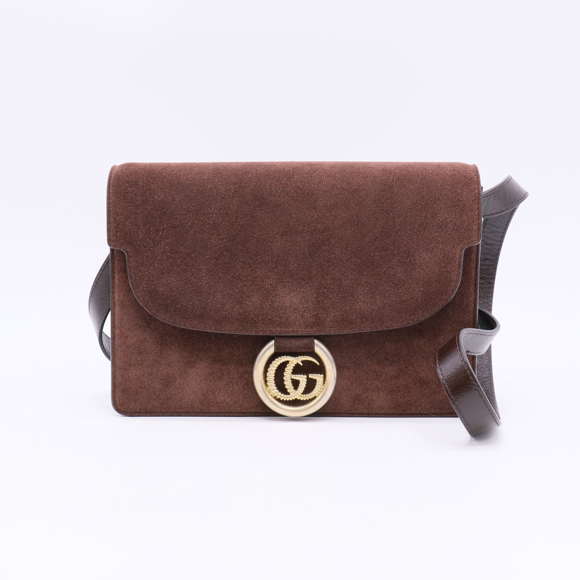 Gucci GG Ring Shoulder Bag Suede twins LDZ390