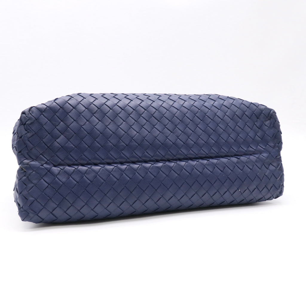 Bottega Veneta Shoulder Bag Calfskin Intrecciato Dark Blue twins LDJ5604