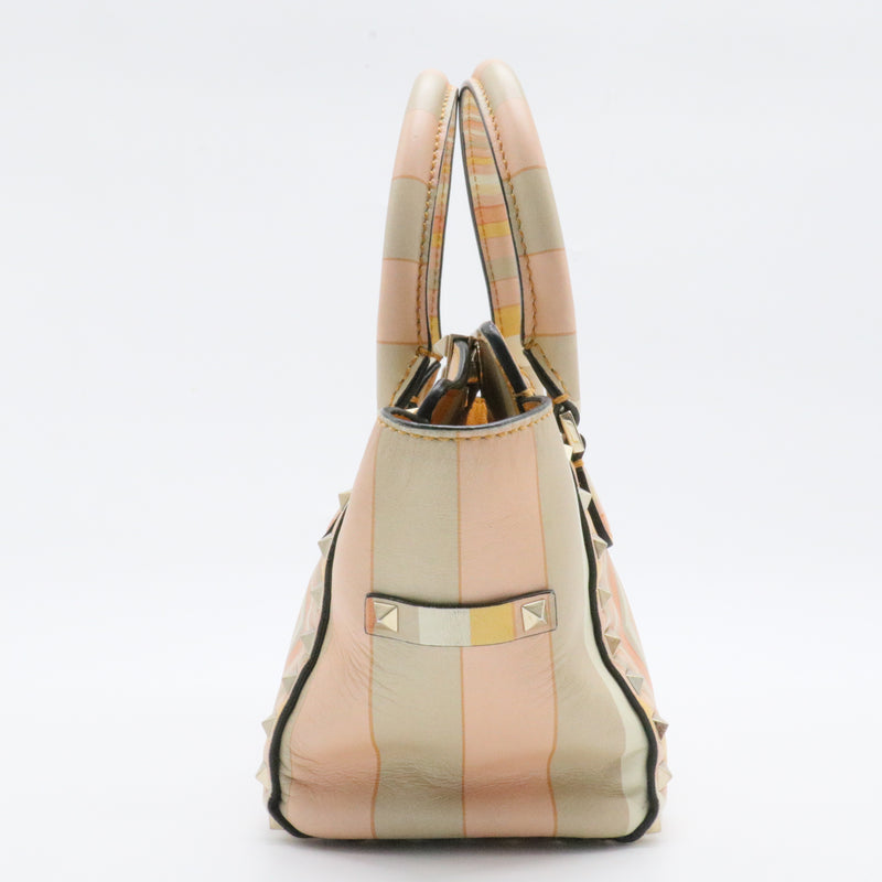 Rockstud 1975 Tote Striped Leather Small