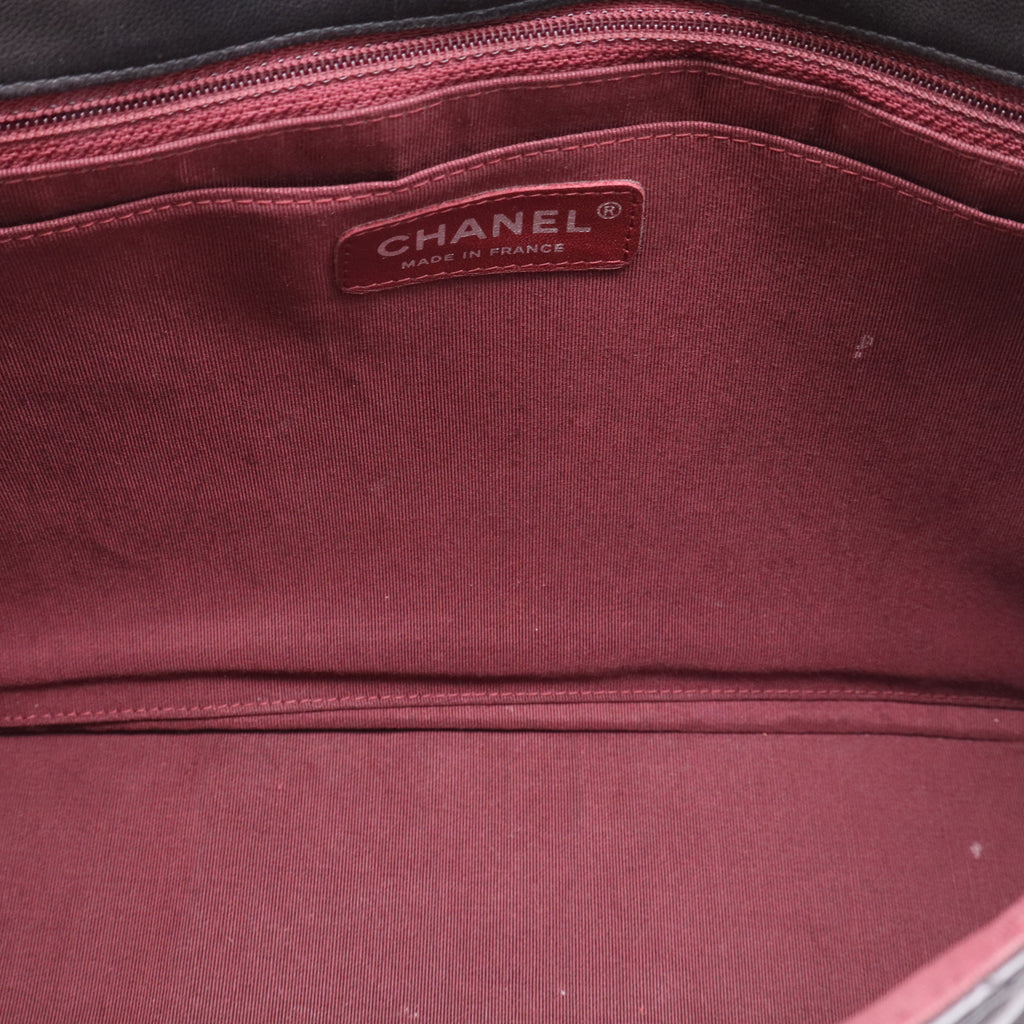 Chanel Black CC Border Flap Diamond Vertical Bag twins